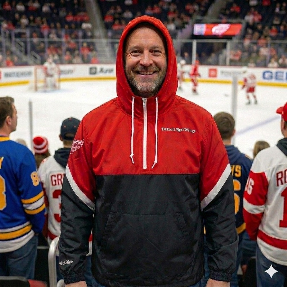 Mitchell & Ness Windbreaker Mens XL Red Detroit Red Wings New Anorak ZF10798